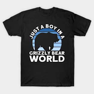 Just A Boy In A Grizzly Bear World - Grizzly Bear T-Shirt